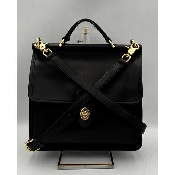 Vintage Coach Willis Bag | Style 9927 | Black Leather 1990s Crossbody Purse - Picture 1 of 10